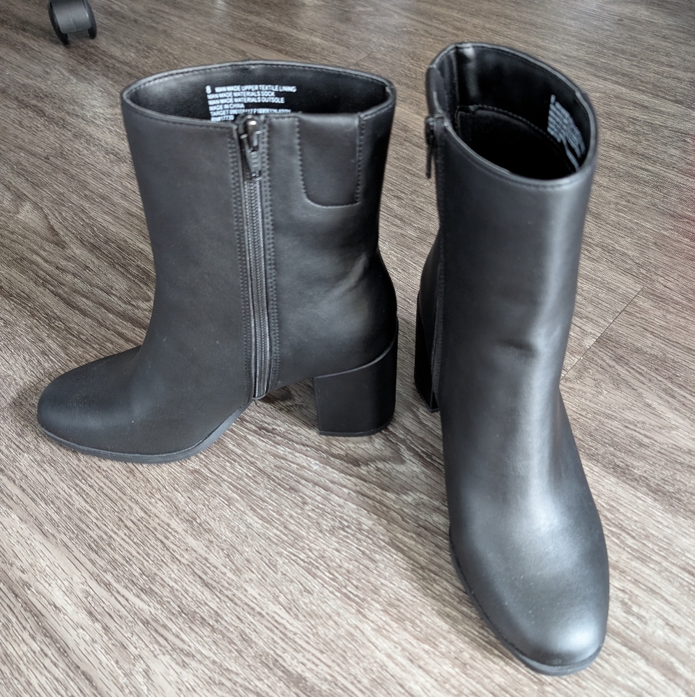 Target Black Heeled Boots with Chunky Block Heel